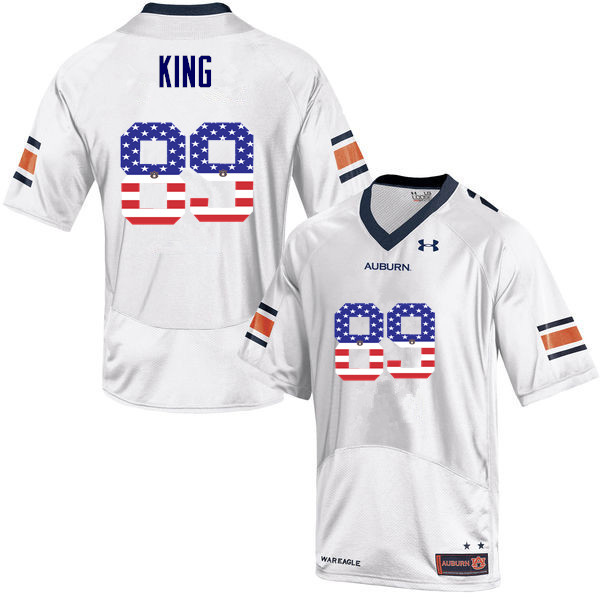 Men's Auburn Tigers #89 Griffin King USA Flag Fashion White College Stitched Football Jersey